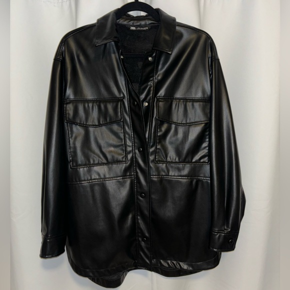 Zara Vegan Faux Leather Oversized Jacket - Picture 1 of 2